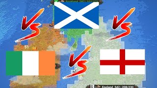 ¿Quién ganaría en una GUERRA entre INGLATERRA ESCOCIA E IRLANDA  WorldBox en Español [upl. by Yrolg]