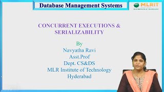 LEC33Database Management Systems  Concurrent Executions amp Serializability Part 2 by Mrs Navyatha [upl. by Aldwon]