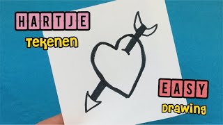 ★ HARTJE TEKENEN ★ VALENTIJN TEKENEN ★ HOE TEKEN JE EEN HARTJE MET PIJL [upl. by Butcher]