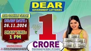 DEAR GODAVARI TUESDAY WEEKLY DEAR 1 PM ONWARDS DRAW DATE 26112024 NAGALAND STATE LOTTERIES [upl. by Worrell]