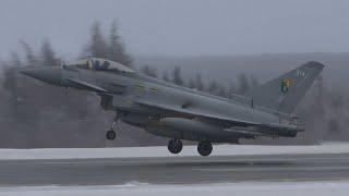 Eurofighter Typhoons amp Airbus KC2 Voyager  Takeoff amp Landing [upl. by Anitsyrhc]