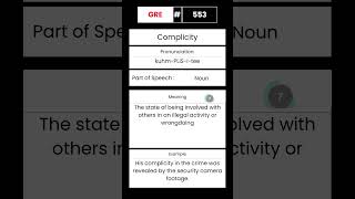 GRE Vocabulary builder for English 553 Word Complicity GRE English Vocabulary Shorts [upl. by Merline]