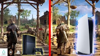 PS4 vs PS5 GAMEPLAY Side by Side Graphics Comparison Assassins Creed Valhalla [upl. by Erdman]