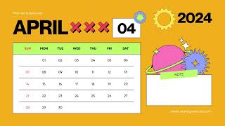 April Calendar 2024  april calendar printable  printable april calendar 📅 Calendar 365 📅 [upl. by Trebleht]