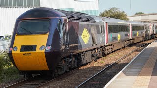 43303 and 43301 haul 91117 “￼￼Project Electra” stops and departs Loughborough [upl. by Joline157]