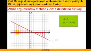 Dziedzina i zbiór wartości funkcji liniowej  Zadanie  Matfiz24pl [upl. by Llireva40]