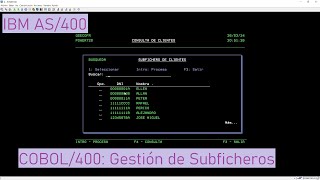 IBM AS400 COBOL400 Gestión de Subficheros [upl. by Eidnyl]