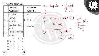 Match the columns\n\n\n\n\n\n\n\nColumn I\nQuantity\n\n\n\n\n\nColumn II\nSI unit\n\n\n\n\n [upl. by Farhi]