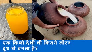 1 किलो A2 बिलौना घी कितने लीटर दूध से बनता है🤔How many liter milk are used to make 1kg Bilona ghee [upl. by Ciapas]