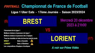 BREST  LORIENT  match de football de la 17ème journée de Ligue 1  Saison 20232024 [upl. by Camille308]