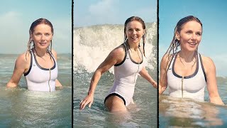 Ageless Beauty Geri Horner 52 Stuns in White Swimsuit While Enjoying the Ocean Waves [upl. by Anerys613]