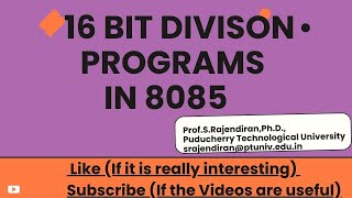 8085 Microprocessor Assembly Language Program 16Bit Division Explained [upl. by Ronn]