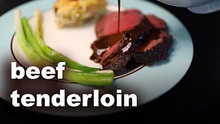 Roast tenderloin with bordelaise sauce and potato gratin [upl. by Fishbein]