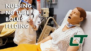 Nursing NG Tube Bolus Feeding Demonstration [upl. by Assirek]