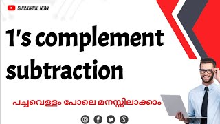 1s complement subtractionsubtraction using 1s complement malayalam [upl. by Ysor]