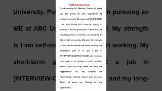 How to introduce yourself in English introduce yourself in interview•self introduction ine English [upl. by Hamlen]