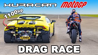 1100hp Lambo Huracan v Red Bull MotoGP Bike DRAG RACE [upl. by Hescock]