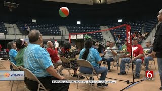 ChristmasThemed Chair Volleyball Tournament Allows Those 55 And Older On The Court [upl. by Azral]