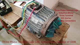 Connection or Wiring of Three Phase Squirrel Cage IM with Three Terminals DOL Starter [upl. by Spaulding]