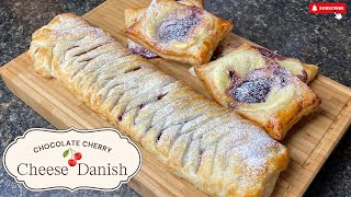 Irresistible Chocolate Cherry Cheese Danish  A Sweet Delight [upl. by Shenan]