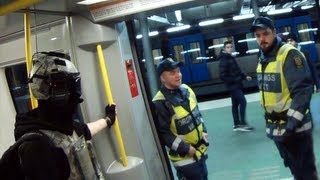 Wearing Spec Ops gear in the Metro Sweden w subtitles [upl. by Ahselrak813]