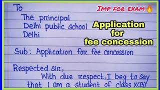 application for fee concession  write an application to the principal for full fee concession [upl. by Melodie]