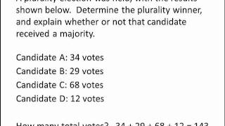 Math for Liberal Studies Plurality and Majority [upl. by Colson]