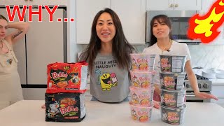 We Tried The Spicy Noodle Challenge [upl. by Annasor]