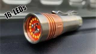 Noctigon KR4 Titanium Mule With 16 Nichia E21A LEDs Review High Power Flashlight [upl. by Pownall34]