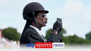 Olympics Snoop Dogg sports full equestrian kit to watch dressage [upl. by Itirahc]