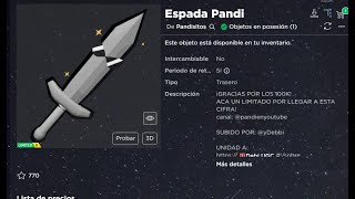 consiguiendo Pandi EspadaROBLOX FREE UGC LIMITED [upl. by Elamaj338]