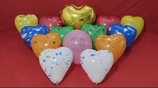 FUN HEART SHAPE MYLAR BALLOON AND LOTS OF COLOURFULL HEART SHAPE BALLOONS POPPING। SATISFYING VIDEO [upl. by Marijo]