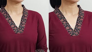 Very Easy V Collar Neck Cutting And Stitching [upl. by Palmore]