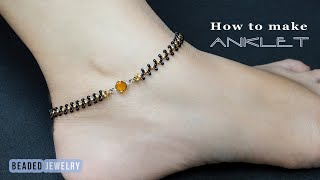 Simple and easy to make beaded anklet for beginners Beading tutorial [upl. by Thinia]