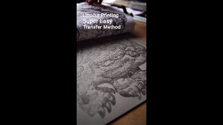 Linocut printing  Super easy transfer method [upl. by Hareehat]