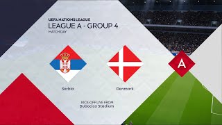 Serbia vs Denmark  202425 UEFA Nations League  PES 2021 [upl. by Nyrrek409]