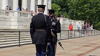 Changing of the guard at the Tomb of the Unknown Soldier at Arlington National Cemetery [upl. by Enyad788]