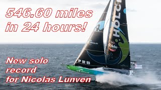 Nicolas Lunven breaks record for longest solo distance sailed in 24 hours during the Vendée Globe [upl. by Necyla]