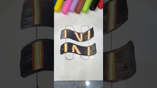 “N” With Neon Lights 😍✨💫shortsart shortvideo [upl. by Banquer761]