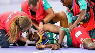 Olympic Runner Lamecha Girma Rushed on Stretcher After Terrifying Fall 2024 Olympics [upl. by Hobie]