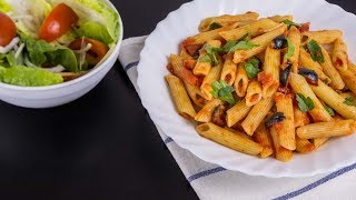 Italienisches Penne Puttanesca Rezept  Vegan Vegetarisch [upl. by Kalbli]