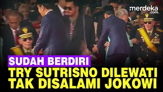 Momen Jenderal Sepuh Try Sutrisno Berdiri Tapi Tak Disalami Jokowi di HUT ke79 TNI [upl. by Alliuqa923]