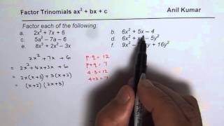 Factor 6 Trinomials Leading Coefficient Greater Than One [upl. by Lechar]