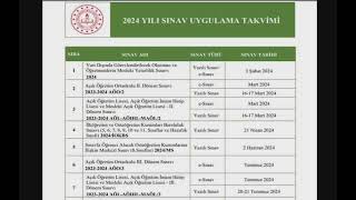 Açık Lise ve Ortaokul 2024 yılı sınav tarihleri takvimi yayınlandı MEB 2024 Sınav Uygulama Takvimi [upl. by Marcelle100]