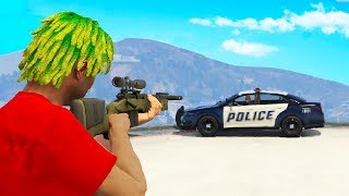 Sniping Out Cops Tires They Crashed GTA RP [upl. by Conti722]