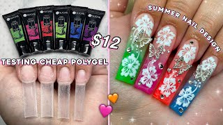 TESTING CHEAP POLYGEL FROM AMAZON NEON OMBRE POLYGEL NAILS amp SUMMER NAIL DESIGN☀️  Nail Tutorial [upl. by Kcirddot389]