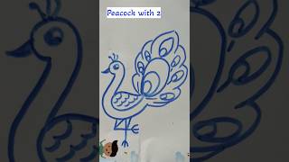 peacock with number 2 easy drawing [upl. by Ruffin]