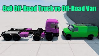 Scania 8x8 OffRoad Truck vs OffRoad Van  Relaxing BeamNG Drive Crash Test [upl. by Luckin]