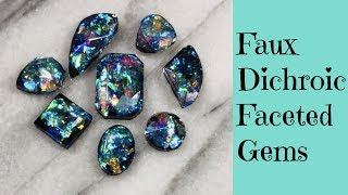 Creating Faux Dichroic Glass Gemstones Cabochons For Jewelry Making DIY UV Resin Tutorial [upl. by Hanah]