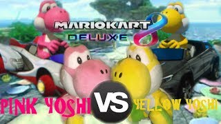 Mario Kart 8 Deluxe Gameplay Yellow Yoshi VS Pink Yoshi Race amp Battle [upl. by Yrrab945]